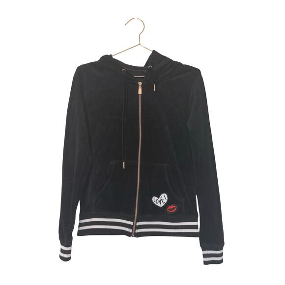 Betsey Johnson Jackets & Blazers - Betsey Johnson velour black zip jacket with pockets size small